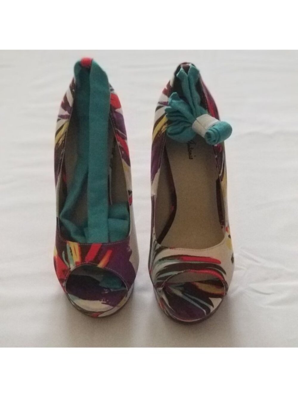 Michael Antonio Floral Kaula Removable Ankle Strap Peep Toe High Heels Size 9 - Picture 11 of 15